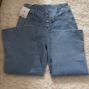 NWT cropped wide leg high rise jeans